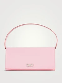 Crystal Bow Leather Baguette
