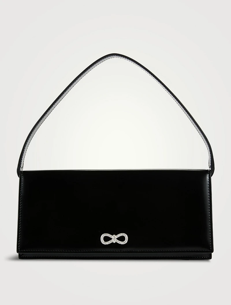Crystal Bow Leather Baguette