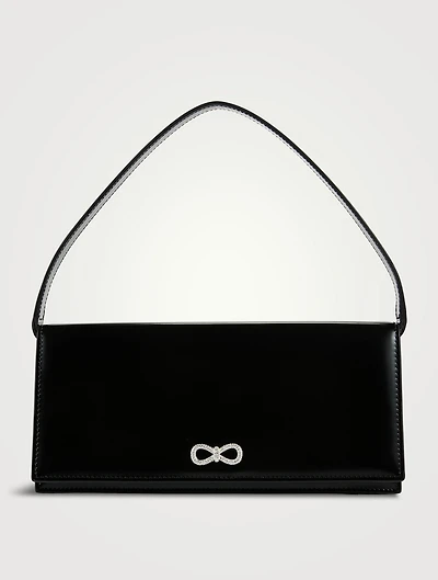 Crystal Bow Leather Baguette