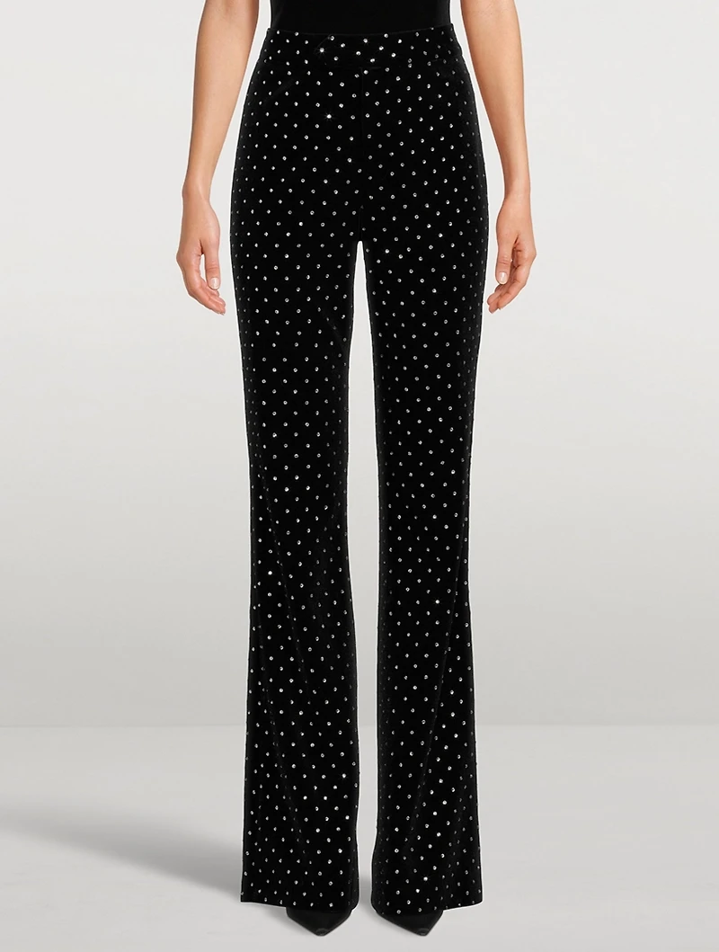 The School Embellished Velvet Trousers