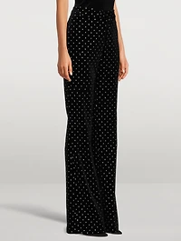 The School Embellished Velvet Trousers
