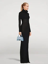 XS Hourglass Denim-Effect Leather Top Handle Bag