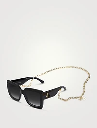 Renee Square Sunglasses With Chain