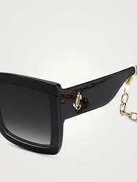 Renee Square Sunglasses With Chain