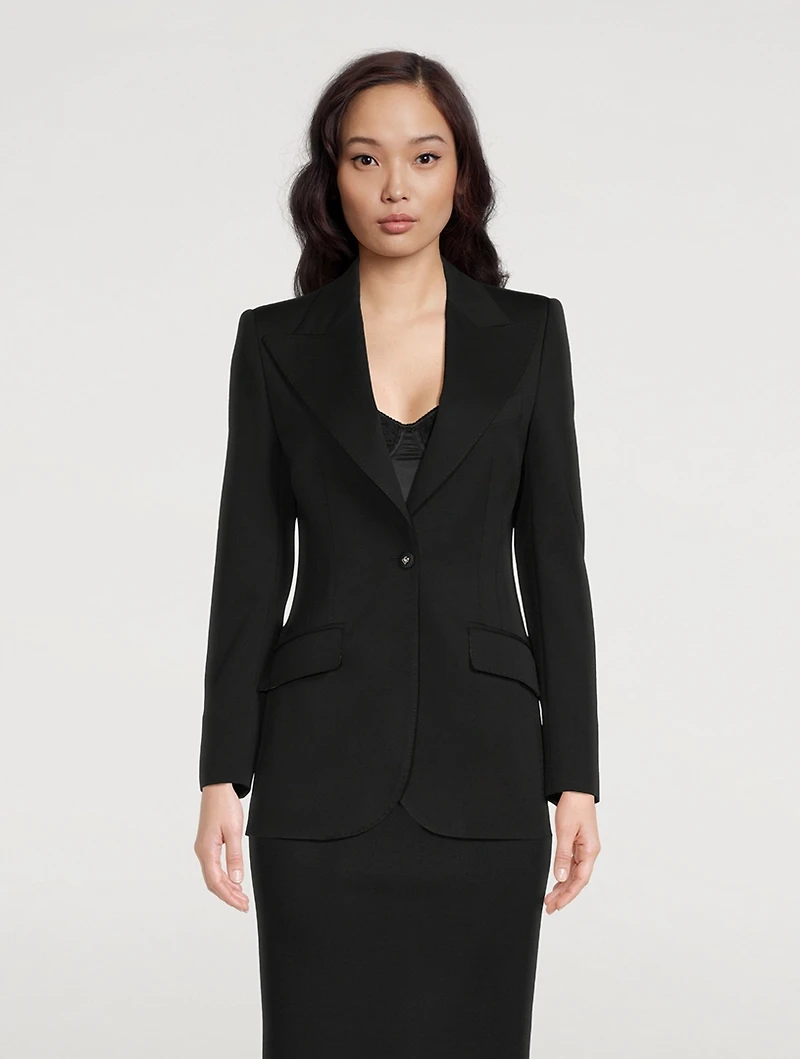 Wool-Blend Blazer With Leopard-Print Lining