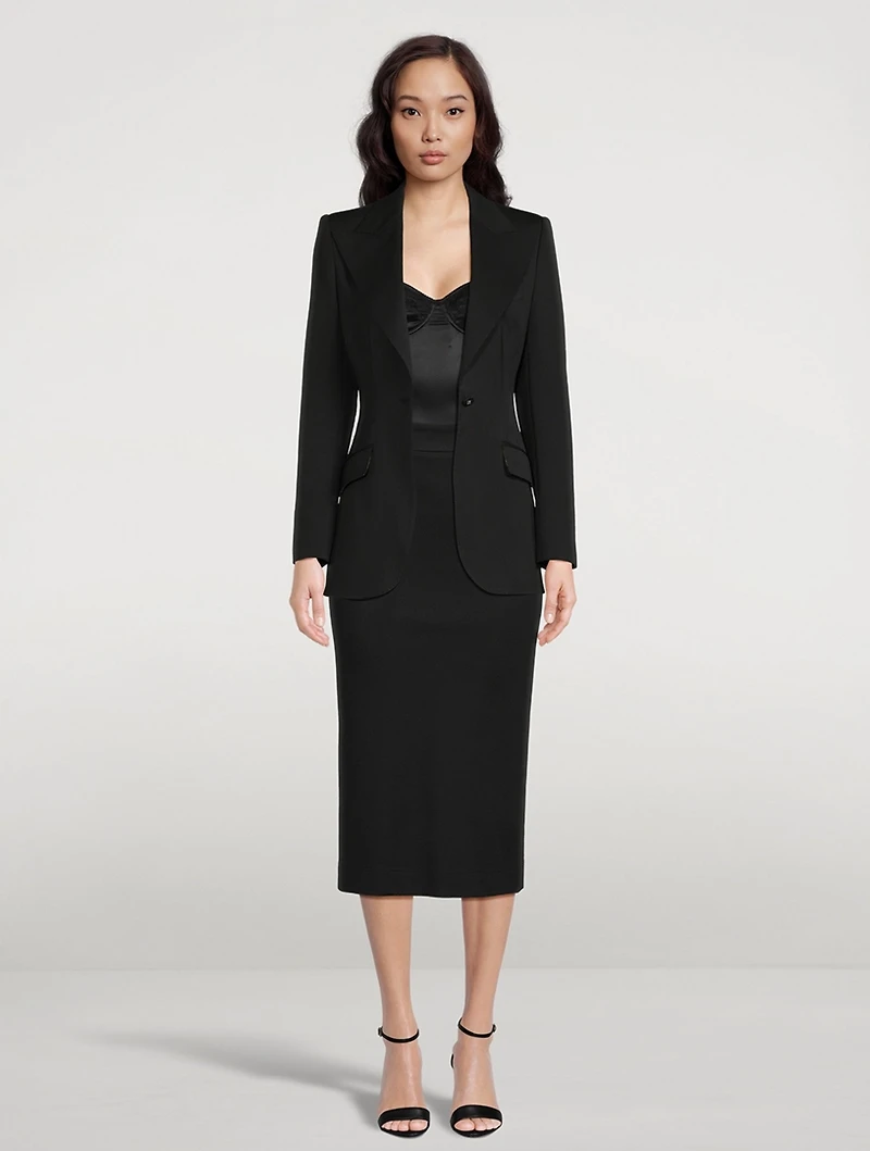 Wool-Blend Blazer With Leopard-Print Lining