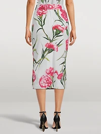 Poplin Pencil Skirt Carnation Print