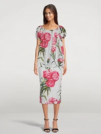 Poplin Pencil Skirt Carnation Print