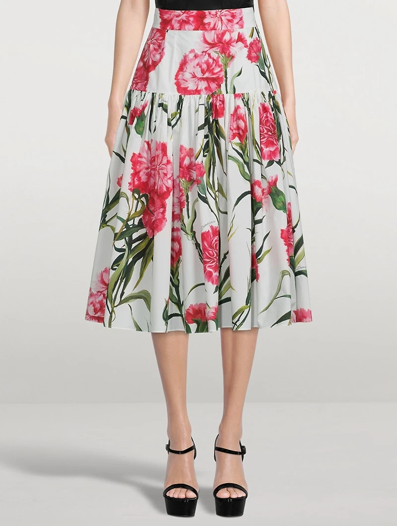 Poplin Midi Skirt Carnation Print