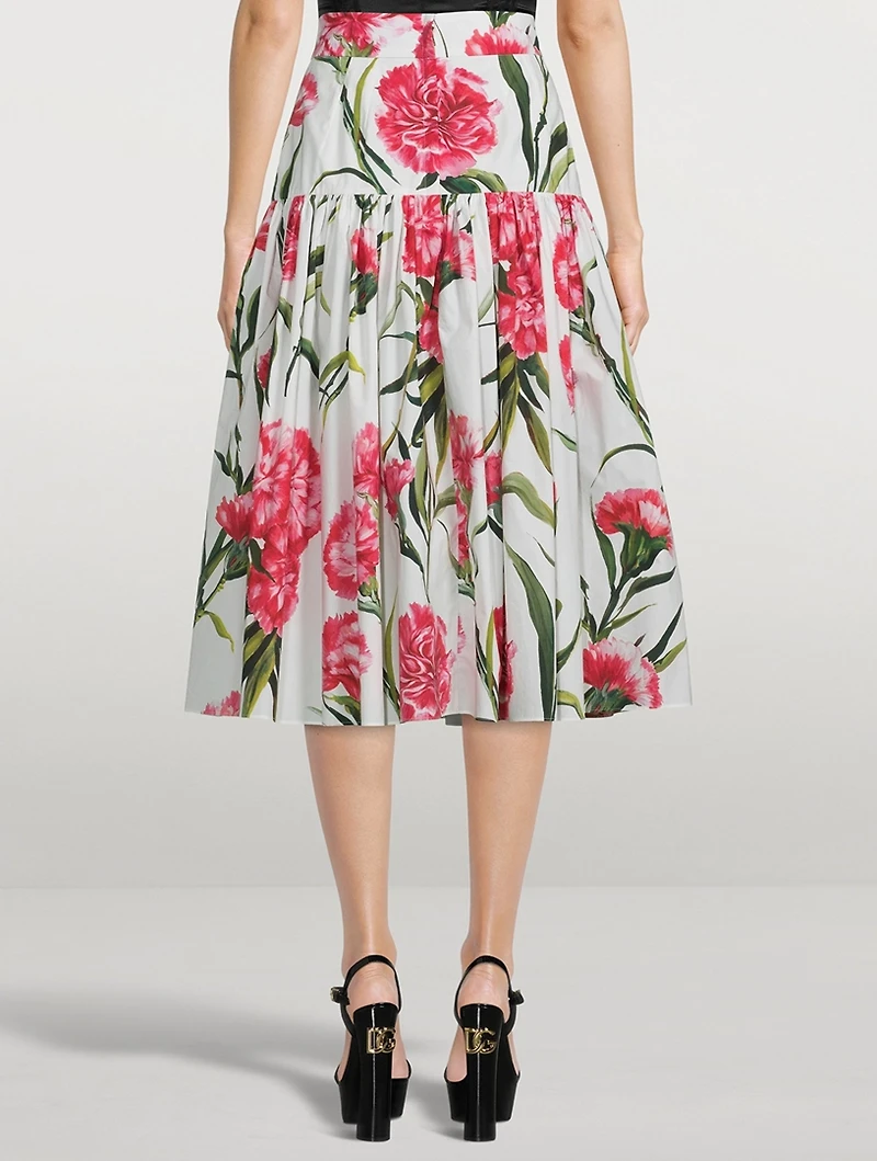 Poplin Midi Skirt Carnation Print