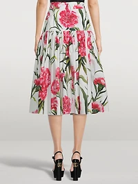 Poplin Midi Skirt Carnation Print