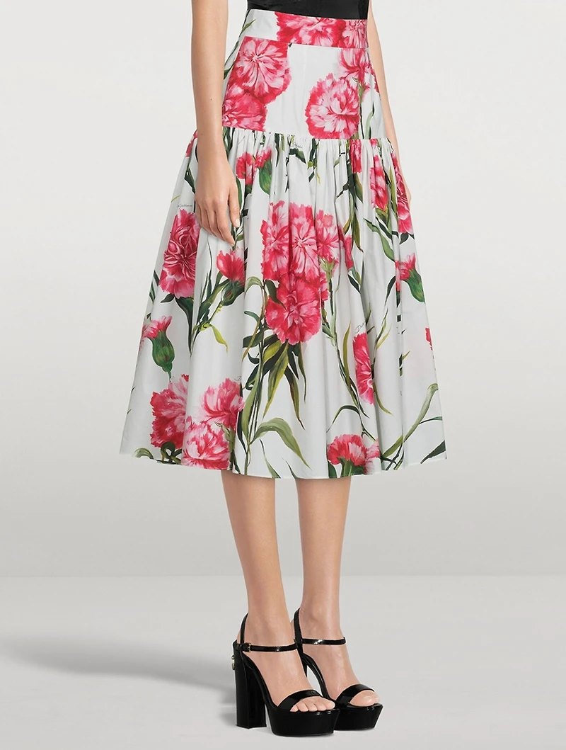 Poplin Midi Skirt Carnation Print