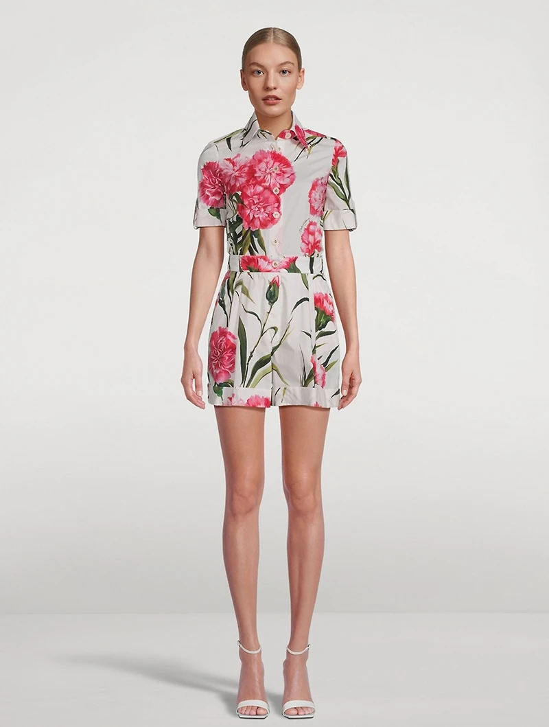 Poplin Playsuit Carnation Print
