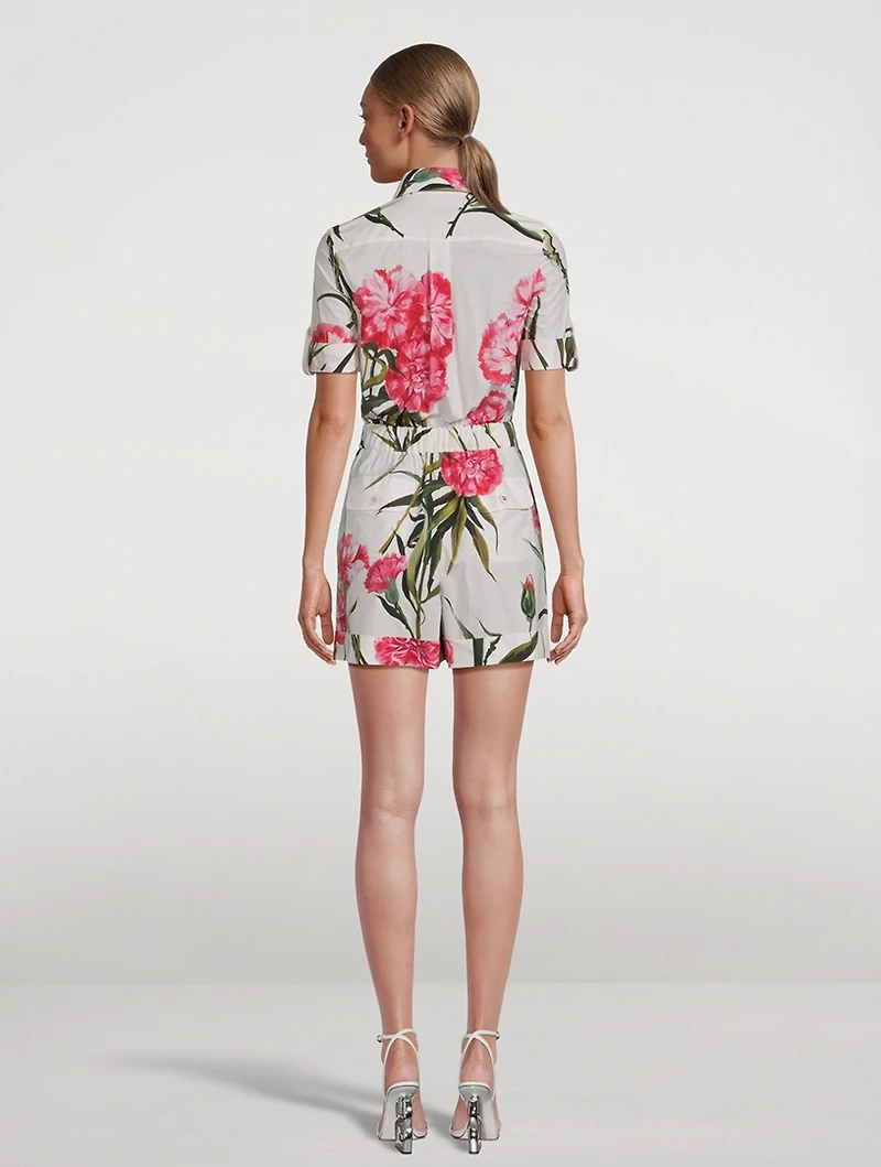 Poplin Playsuit Carnation Print