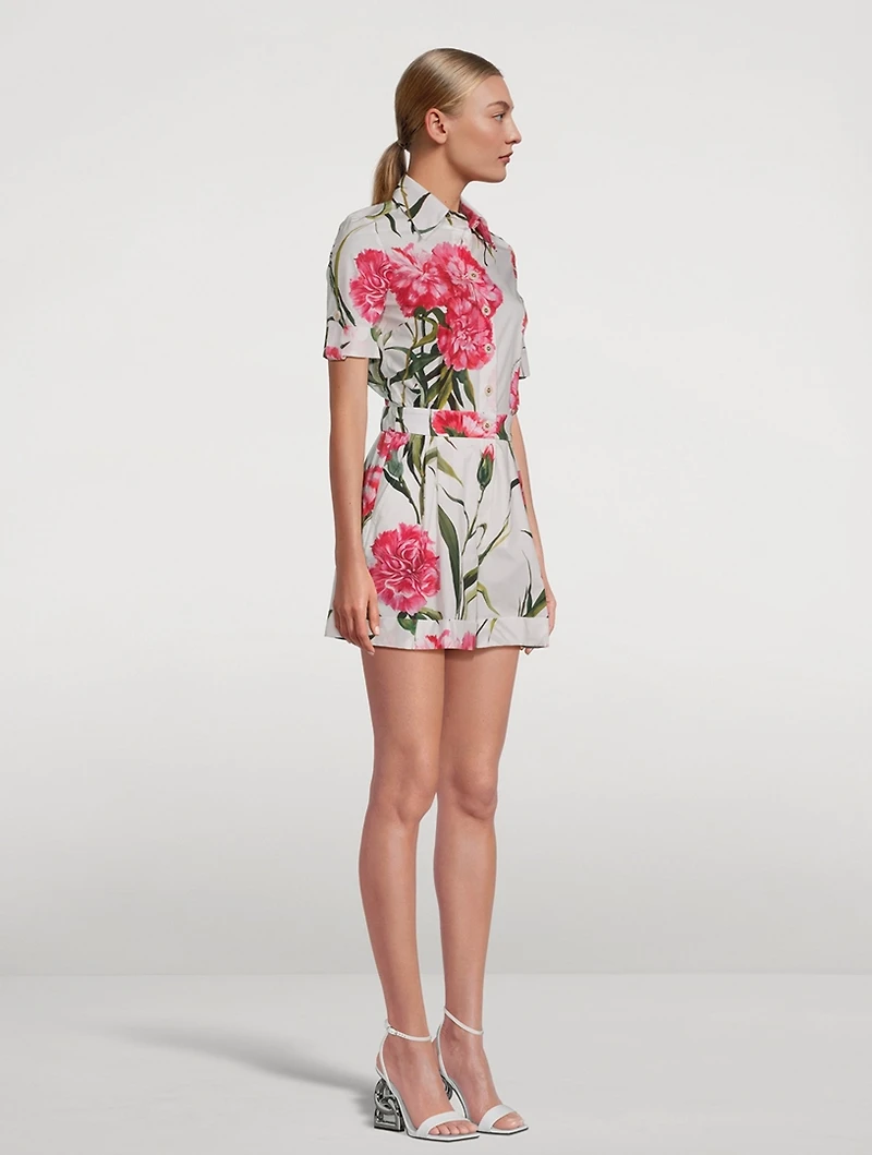 Poplin Playsuit Carnation Print