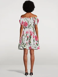 Off-The-Shoulder Mini Dress Carnation Print