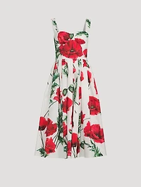 Cotton Midi Dress Poppy Print