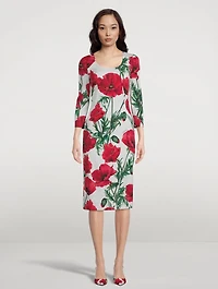 Silk Charmeuse Midi Dress Poppy Print