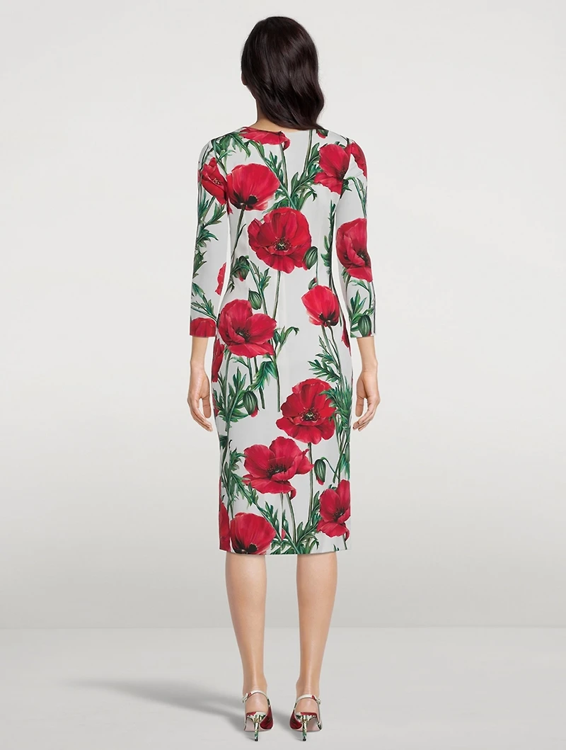 Silk Charmeuse Midi Dress Poppy Print