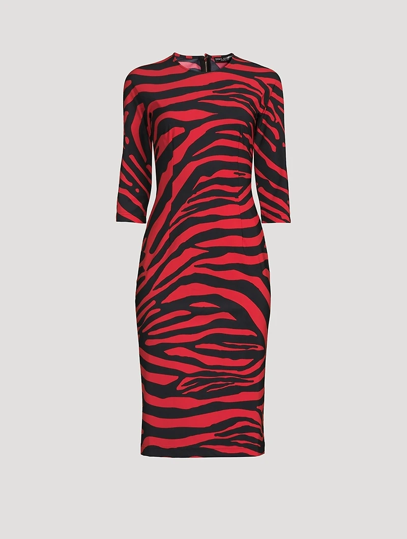 Jersey Midi Dress Zebra Print