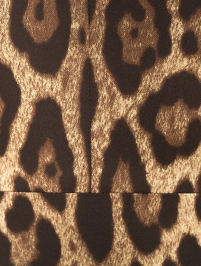 Stretch-Silk Midi Dress Leopard Print