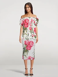 Off-The-Shoulder Blouse Carnation Print