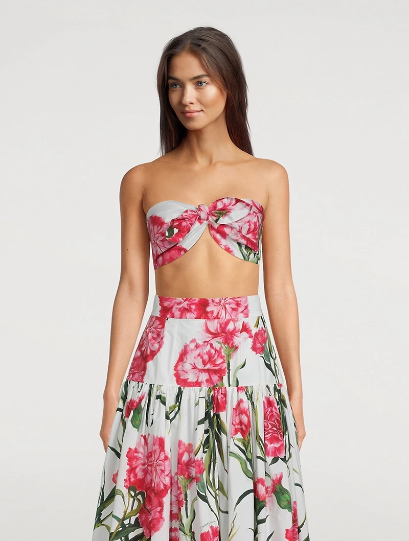 Poplin Bandeau Carnation Print