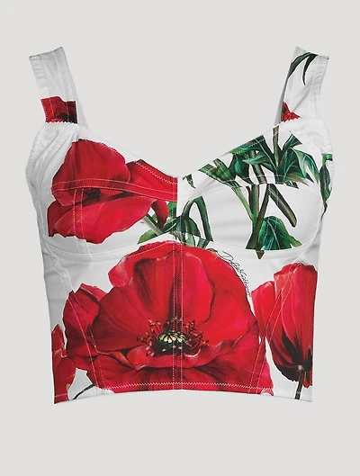 Poplin Corset Top Poppy Print