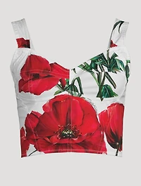 Poplin Corset Top Poppy Print