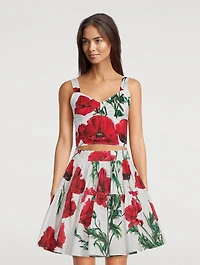 Poplin Corset Top Poppy Print