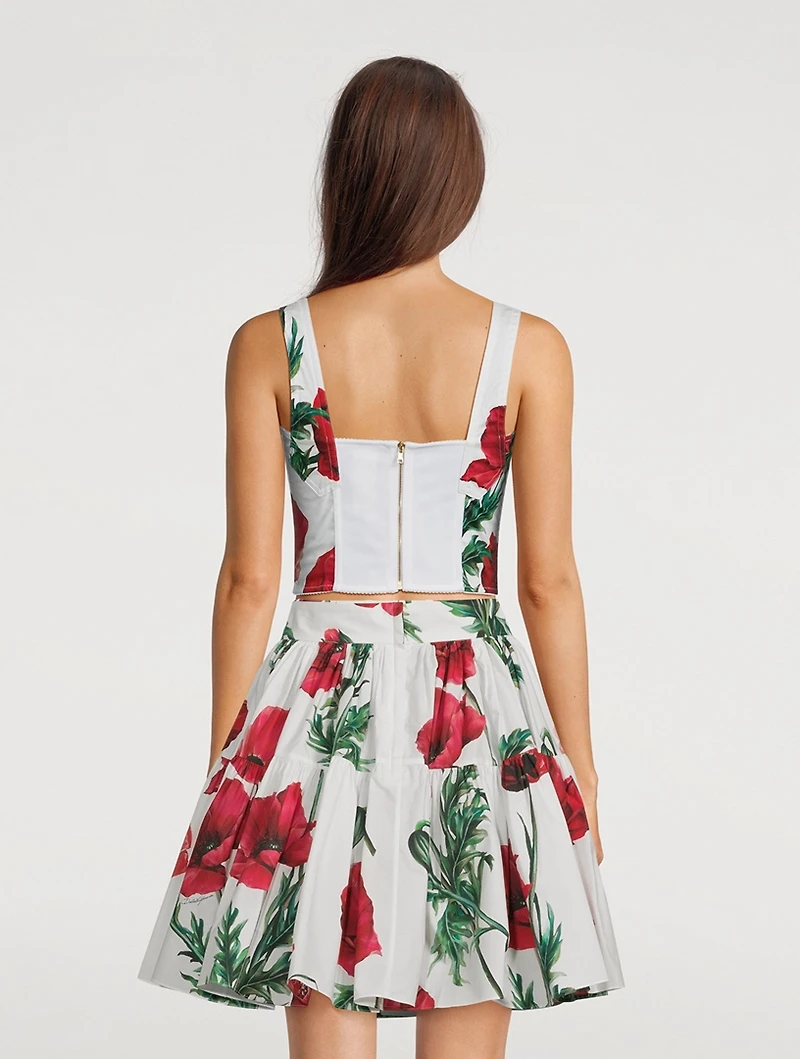 Poplin Corset Top Poppy Print
