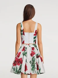 Poplin Corset Top Poppy Print