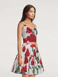 Poplin Corset Top Poppy Print