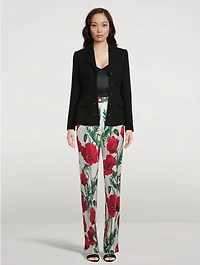 Silk Shantung Trousers Poppy Print