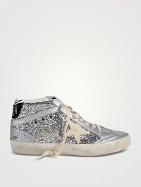 Mid-Star Glitter Leather Sneakers