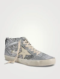 Mid-Star Glitter Leather Sneakers
