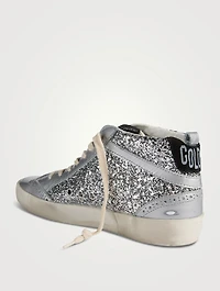 Mid-Star Glitter Leather Sneakers