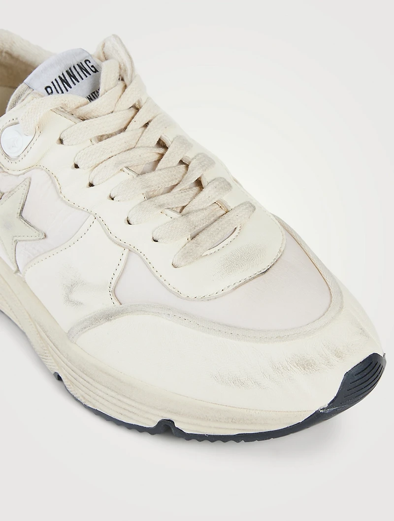 Running Sole Leather And Nylon Sneakers