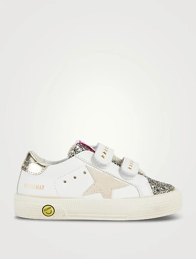 Baby May School Leather Embellished Sneakers With Suede Star