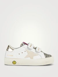 Baby May School Leather Embellished Sneakers With Suede Star