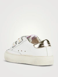 Baby May School Leather Embellished Sneakers With Suede Star