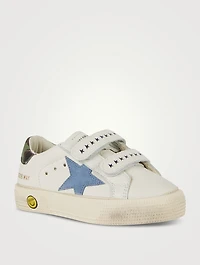 Baby May School Leather Sneakers With Camouflage Heel