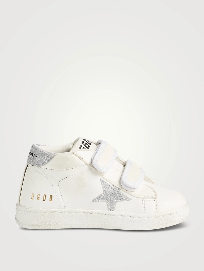 Baby June Leather Sneakers With Glitter Star And Heel