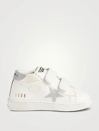 Baby June Leather Sneakers With Glitter Star And Heel