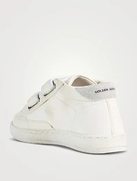 Baby June Leather Sneakers With Glitter Star And Heel