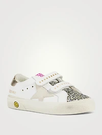 Kids May School Leather Embellished Sneakers With Suede Star