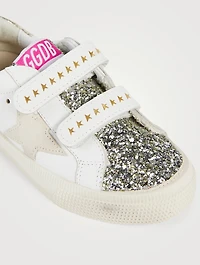 Kids May School Leather Embellished Sneakers With Suede Star