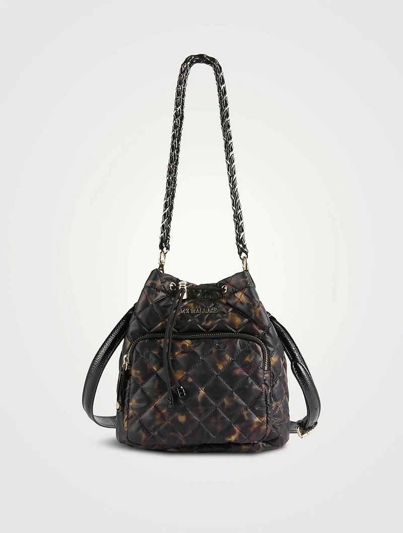 Crosby Drawstring Bucket Bag In Tortoise Print