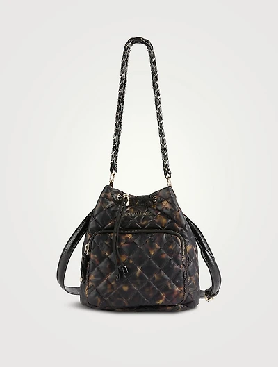 Crosby Drawstring Bucket Bag In Tortoise Print
