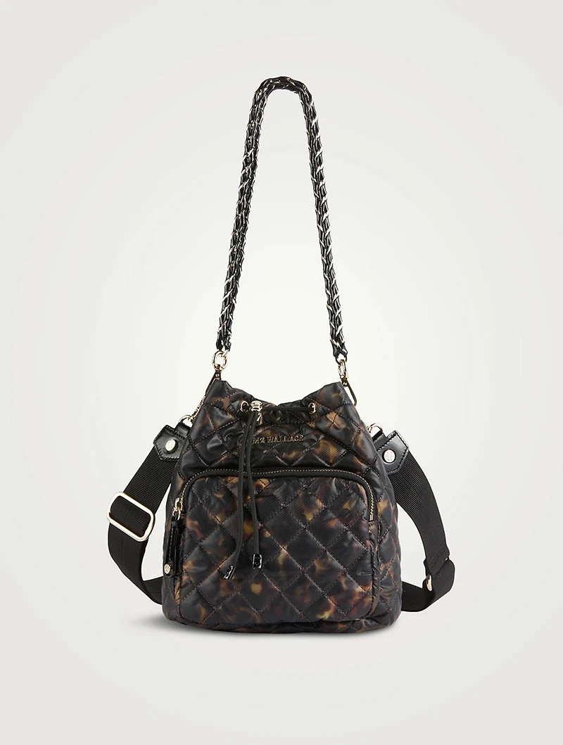 Crosby Drawstring Bucket Bag In Tortoise Print